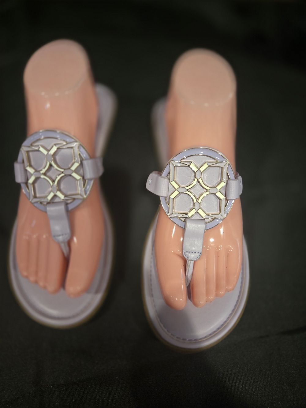 Women's Lavender Thong Sandals with Decorative Medallion